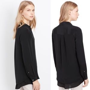 VINCE Classic Black Layered Hem Shirt - Size 0